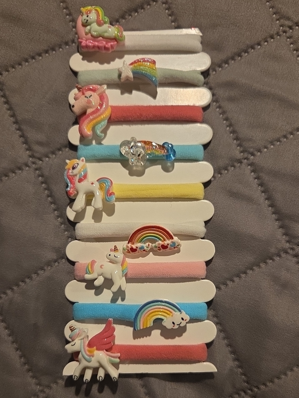 Kids Rainbow & Unicorn Hair Tie Set - Pastel Multi-Color